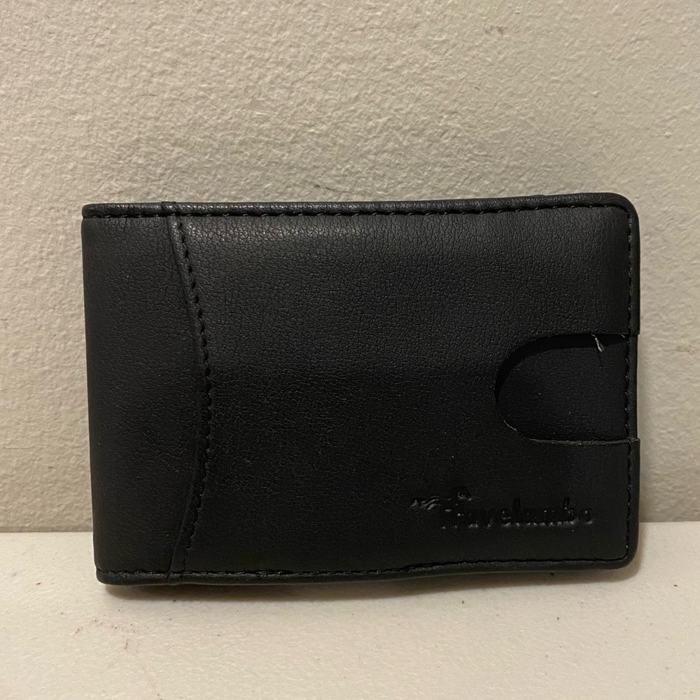Travelambo minimalist leather slim men’s wallet black